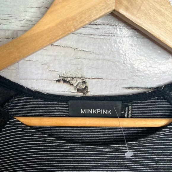 Minkpink gray black striped lace  dress mini size small - Picture 4 of 9